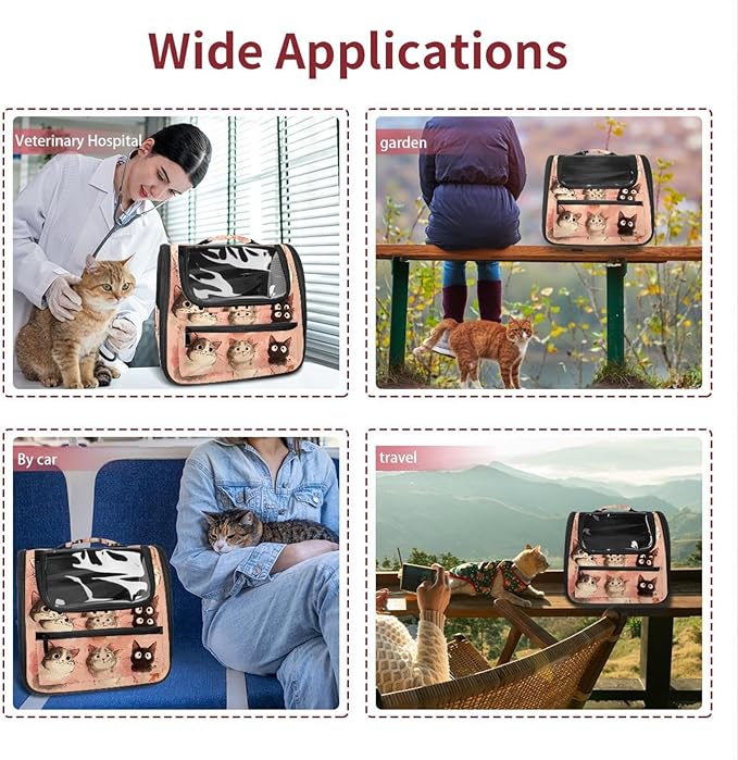 Cute Cats (3) Pet Carrier Soft Sided Carrier for Small Medium Cats Dogs