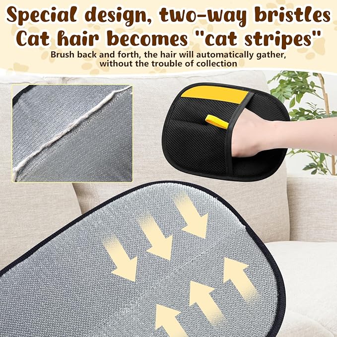 Atsy Pet Hair Removal Glove for Cats & Dogs,Electrostatic Pet Hair Removal Gloves,Reusable Pet Hair Removal Tool,Cat Grooming Gloves for Hair Removal for Couch, Furniture, Carpet, Curtain(2PCS)
