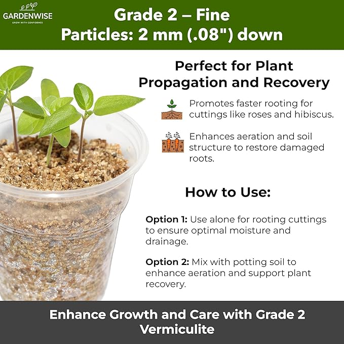 Organic Fine Vermiculite for Indoor Gardening Plants and Mushrooms – Enhances Soil Aeration, Seed Germination, Rooting Cuttings – Small Packages and Bulk (Vermiculite Grade 2 – Fine, 3 qt)