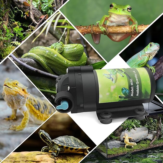 Reptile Mister System with Timer, Reptile humidifier with 6 Spray nozzles,self-Priming Pump Low Noise， misting System for Reptiles of Amphibians, Tanks, Paludarium