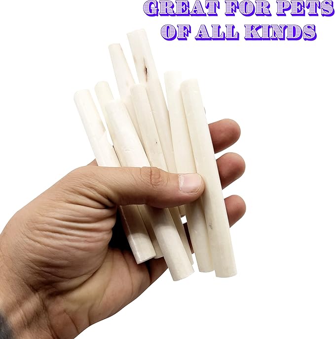 by M&M 5509 Skinny Sola Logs Pk4 - Handcut Air Dried Natural Sola Wood Sticks, Easy for Birds to Chew and Shred, Lightweight, Break by Hand, Delight for Small Size Pets