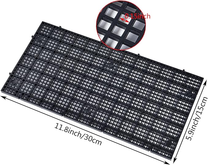 ALEGI Plastic Grid Divider Tray Egg Crate Louvre Aquarium Fish Tank Bottom Isolation with Bracket (8pcs Black) (Pack of 2)