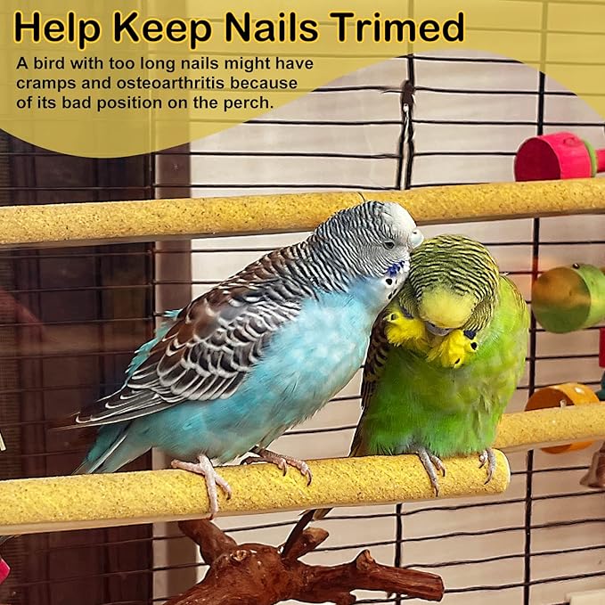 S&X Sanded Perch Covers for Parakeets, Lovebirds, Parrotlets, Finches, Canaries, Large Perch Covers 3/4" Diameter X 9" Long, 3-Pack