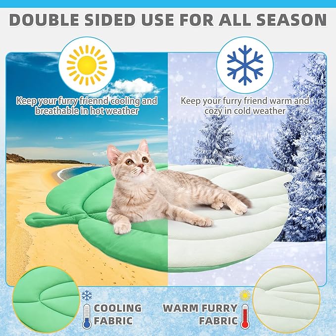 KOOLTAIL Upgrade Cat Self Cooling Mat for Summer, Reversible Thicken Pet Sleeping Blanket Pad Kennel Reusable Washable Waterproof Breathable Seat, Easy Carry Mats for Crate Car Playpen Puppy