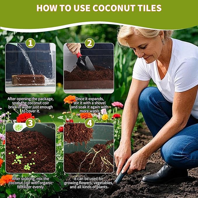 Coco Coir Brick for Plants- 1 Pack,1.4lbs 100% Organic Coconut Coir Soil Neutral pH, for Plant Growth and Root Developmentfor Growing Vegetables & Ideal Reptile Bedding (1)