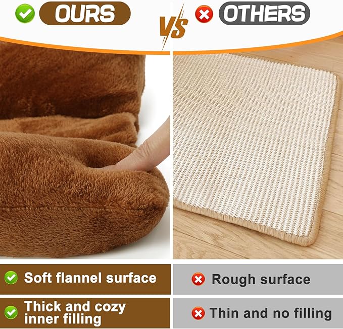 Alphatool 15.7" x 14" Soft Bunny Bed - Rabbit Bed, Warm Cuddle Cushion Plush Mat for Guinea Pig, Ferret, Small Animal - Brown