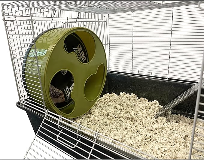 Silent Runner 12" Wide + Cage Attachment + Sandy Track - Silent, Fast, Durable Exercise Wheel - Sugar Gliders, Degus, Rats, Hedgehogs, Prairie Dogs & Small Pets