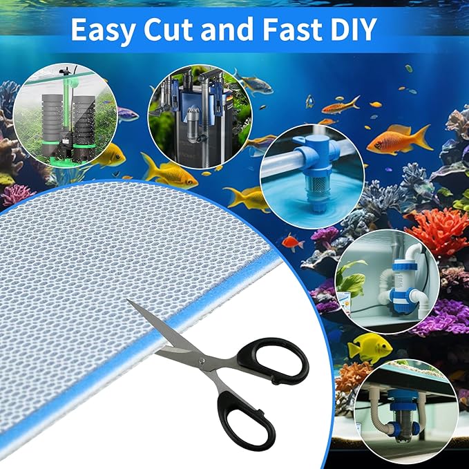 Aquarium Filter Media,11.8"x15.7"- 8-Layer Filter Sponge Pad for Fish Tank and Pond,Cuttable & Washable Aquarium Filter Floss for Crystal Clear Water