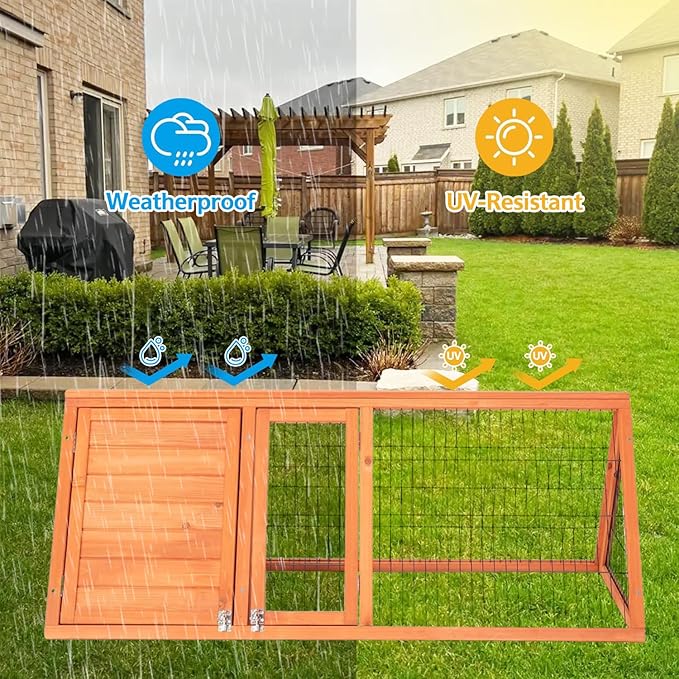 Chicken Coop for 2 Chickens Small Rabbit Hutch Quail Coop Wooden Bunny Cages Outdoor Chicken Comes with Tray (Wood) (Brown)