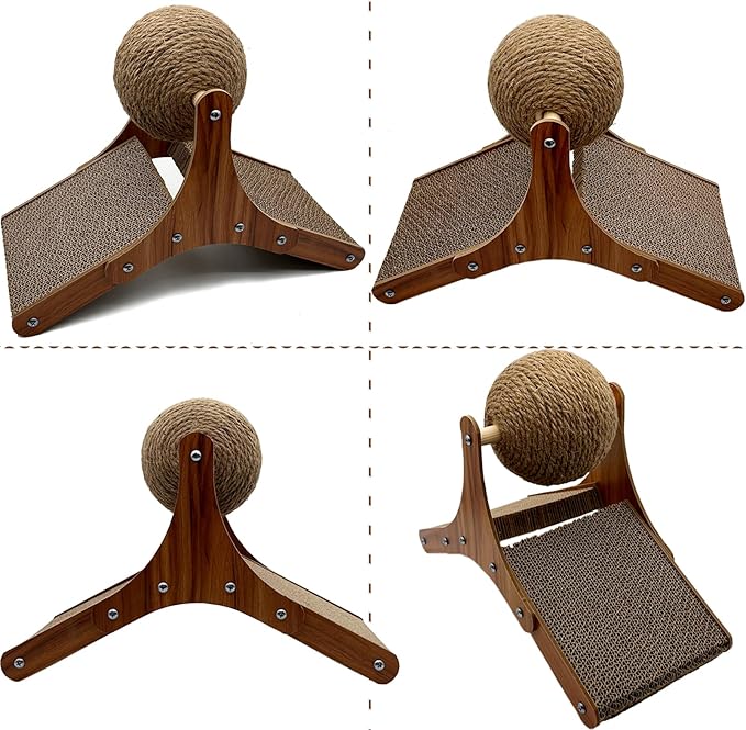 Rabbit Scratching Toys, Sisal Bunny Scratcher Ball and Scratch Cardboard Pad, Pet Enrichment Interactive Toy for Indoor Bunnies Ferrets Chinchillas Small Animals Boredom Breaker