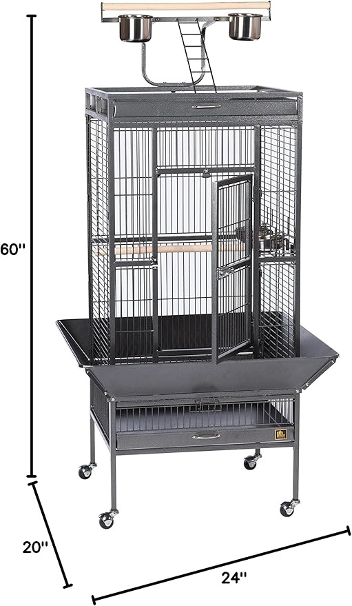 Prevue Hendryx 3152BLK Pet Products Wrought Iron Select Bird Cage, Black Hammertone,24'' x 20'' x 60''
