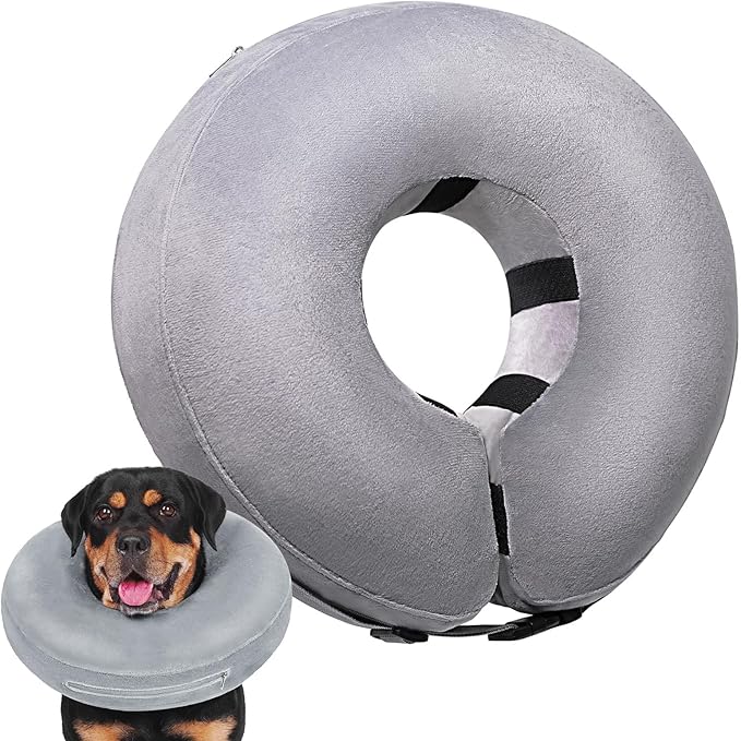 Crazy Felix Dog Donut Pillow Cone Collar Alternative After Surgery Soft Cone to Stop Licking Inflatable Dog Head Collar for Small Medium Dogs Chihuahua Pomeranian