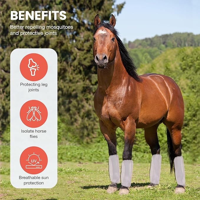 Mesh Fly Boots Horse Fly Boots Mesh Fly Wraps Leg Guard for Horse Set of 4