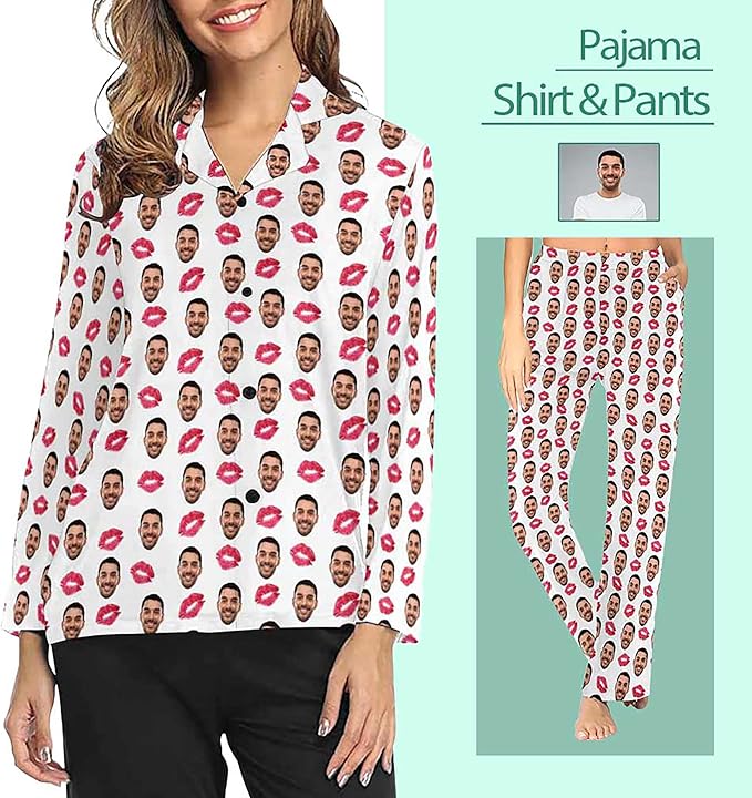 D-Story Personalized Pajamas with 1-8 Faces for Women Men, Custom Christmas Pjs, Pajamas Gifts For Family,Cat Mom,Dog Mom