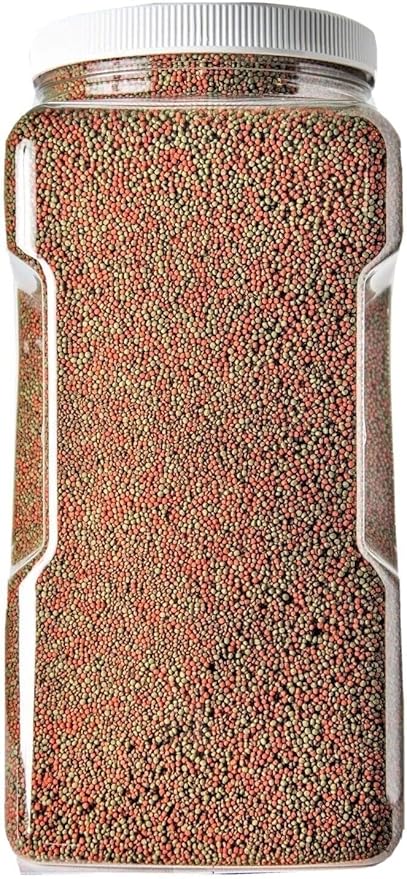 Aquatic Foods Inc. 1mm Ultra Mix of Blackworm, Intense Red, Green GRO Floating Pellets for Discus, Cichlids, All Tropicals, Koi and Pond Fish…4-lb Lg Jar