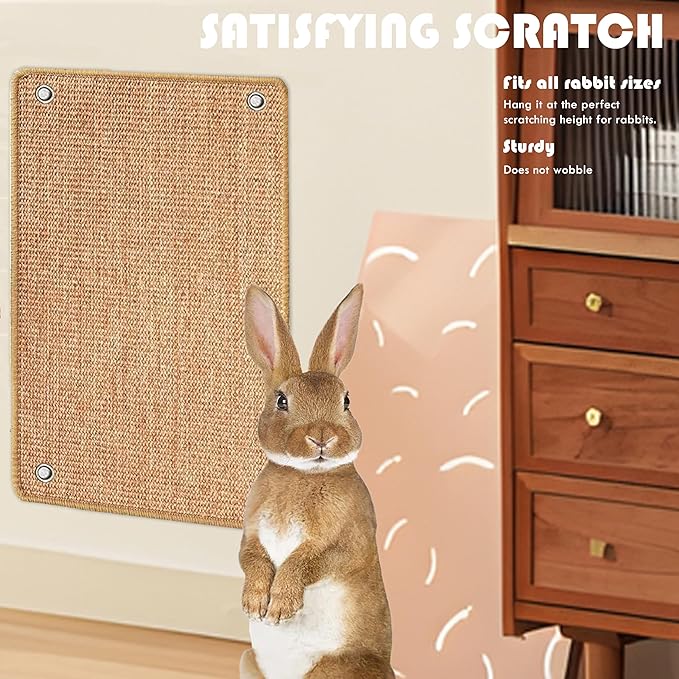 Rabbit Scratching Pad - Natural Sisal Bunny Scratch Pad Durable Rabbit Scratch Pad Chew Toy - 2PCS 16x12 Inches Pet Cage Mat
