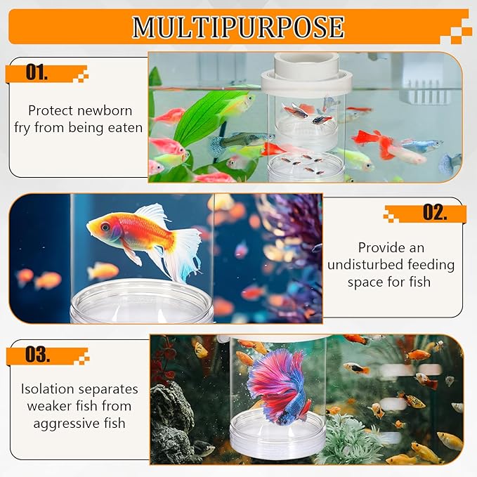 Breeder Box for Fish Tank, Aquarium Breeder Box Plastic Floating Baby Fish Separator for Aquarium Transparent Hatchery Isolation Incubator for Shrimp Betta Clownfish Guppy
