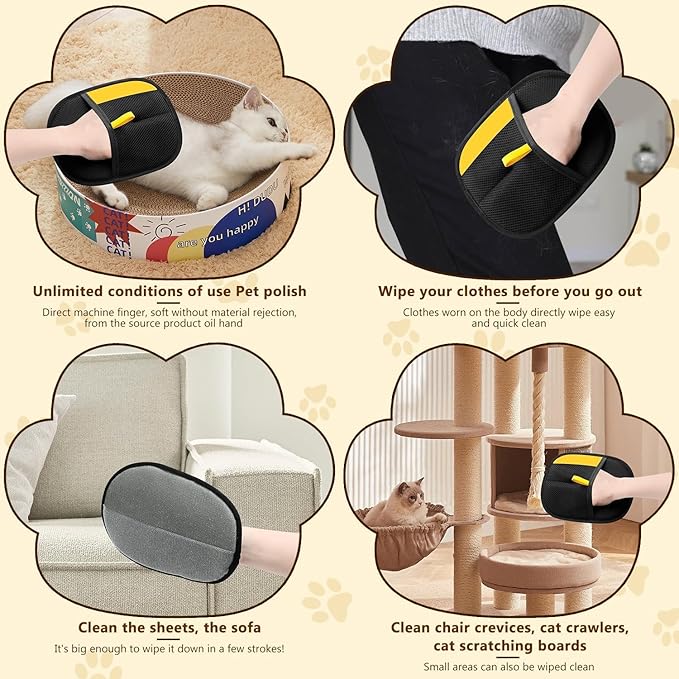 5Pcs Electrostatic Pet Hair Removal Glove for Dogs & Cats, Reusable Grooming Pet Hair Remover Tool for Couch, Carpet, Curtain