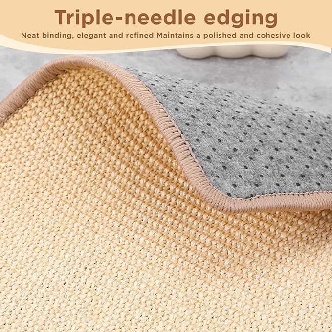 4PCS Rabbit Scratching Pads Natural Sisal Bunny Scratching Pads for Claw & Teeth Care with Anti-Slip Dot Embossing Process, 16x12 in