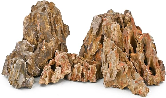 kecilke Aquascaping Rock Dragon Stone Aquarium Rocks 2-8 inches Natural Rocks for Aquariums, Fish Tank Rocks & Tank Decoration-20LB