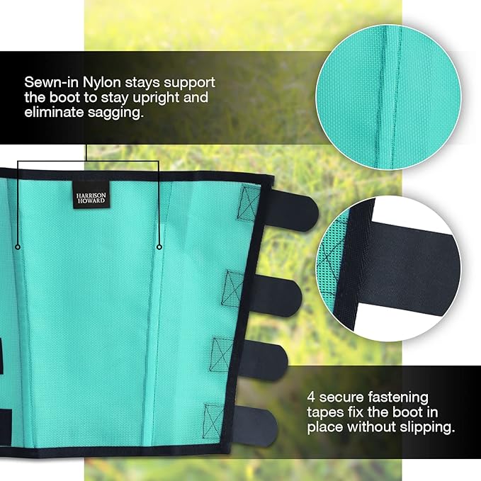 Harrison Howard Loose Fitting Fly Boots UV-Protective Extra Tough Mesh Ventilated Four Fasteners Stay-on Design Protect Horse Legs & Stomp-Reducing Set of 4 Mint Small