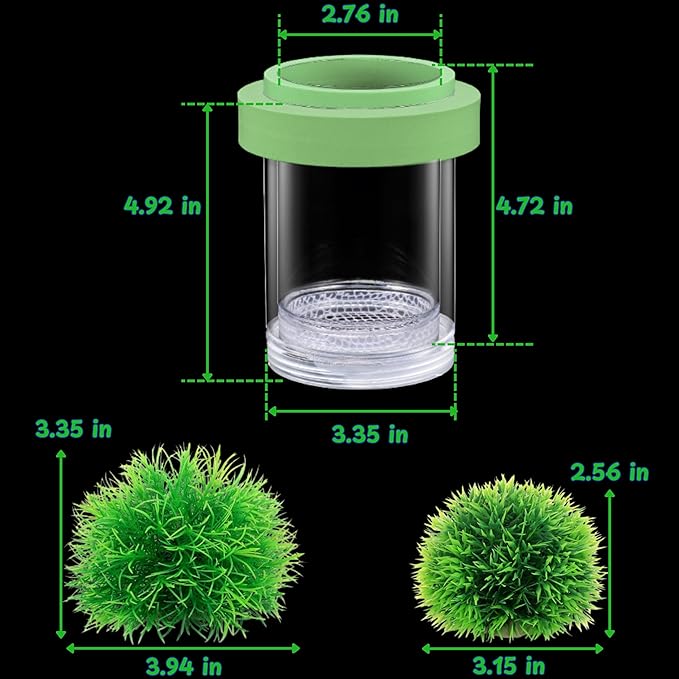Betta Guppy Breeding Box for Fish Tank and Artificial Plants, Floating Guppy Breeding Box with Suction Cups, Acrylic Breeder Isolation Incubator for Aquarium Tank, Hatchery Breeder Chamber (Green, M)