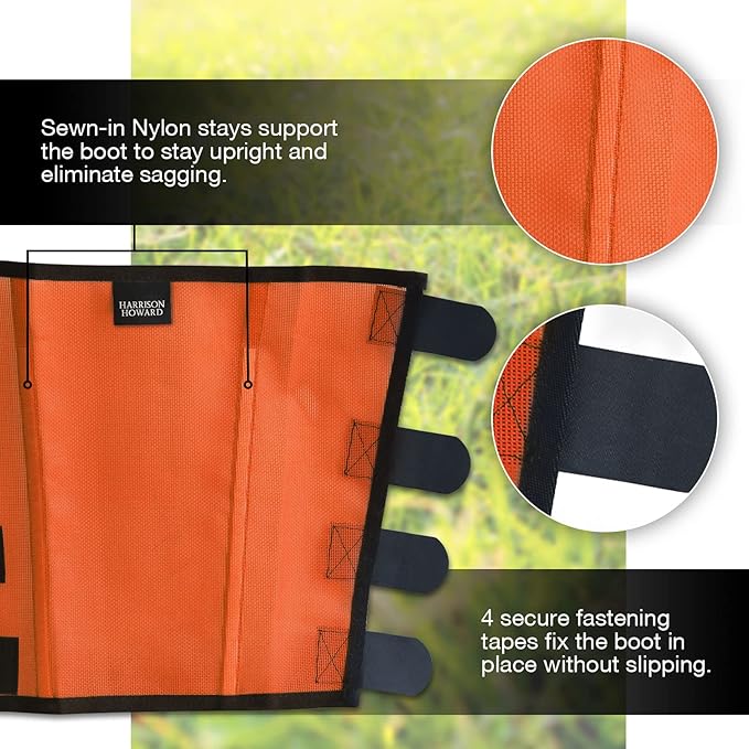 Harrison Howard Loose Fitting Fly Boots UV-Protective Extra Tough Mesh Ventilated Four Fasteners Stay-on Design Protect Horse Legs & Stomp-Reducing Set of 4 Orange Mini