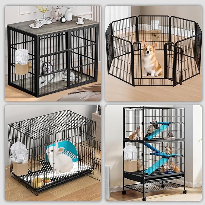 50 oz Rabbit Water Dispenser,Gravity Dog Water Bowl Dispenser for Cage,Auto Water Bottle for Ferret,Cat,Dog and Other Animals, Compatible with Widemouth Cages