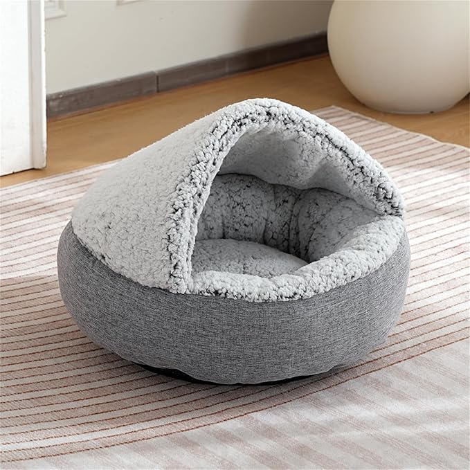 Nest Bed - Lapcatz Cat Beds for Indoor Cats, Fluffy Cat Bed Cave Plush Warm Nest for Cats (Flannel,XL 28"x28")