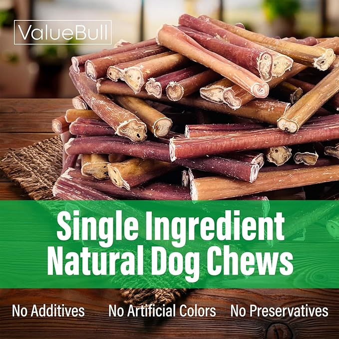 ValueBull Bully Sticks for Dogs, Thick 6 Inch, 200 Count Bulk Pack - All Natural, Grass Fed, Single Ingredient, Long Lasting Dog Treats