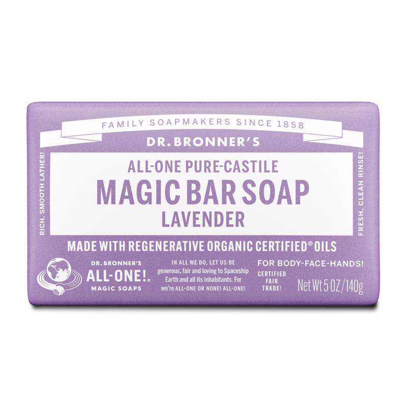 Dr. Bronner's Organic Lavender Scent Pure-Castile Bar Soap 5 oz OBLA05, Pack of 12