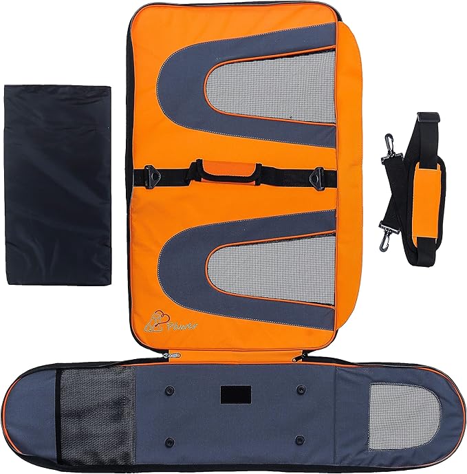 Pawer 18” x 11”x 11” Soft-Sided Foldable Airline Approved Pet Carrier for Cat, Puppy and Small Dog, Washable 600D Oxford Fabric, with Handle and Strap for Carry, Multiple Colors Available