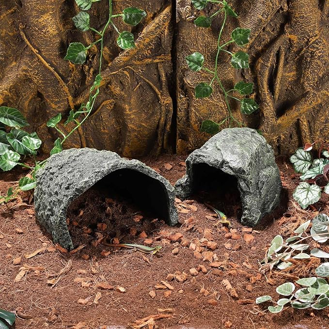 IBWell 9.1 Inch Reptile Hides Resin Tortoise Hideout for Hiding and Basking Aquarium Rock Caves for Snake Bearded Dragon Fish Lizard