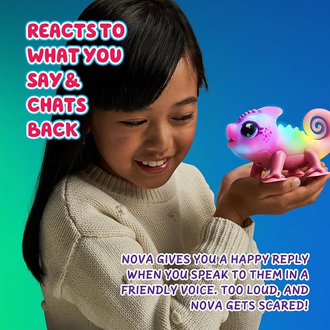 Little Live Pets Nova The Li’l Chameleon Toy, Interactive Light Up Toy Pet with 30+ Sounds and Beat Detection, Interactive Animal Toys for Ages 5+
