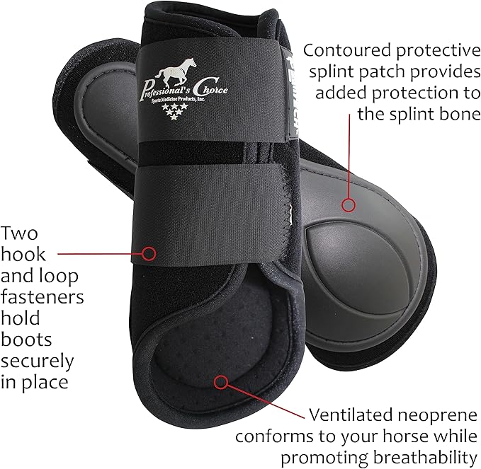 Professional's Choice Equine Ventech Splint Boot | Hook & Loop Closure | Sold in Pairs | Black