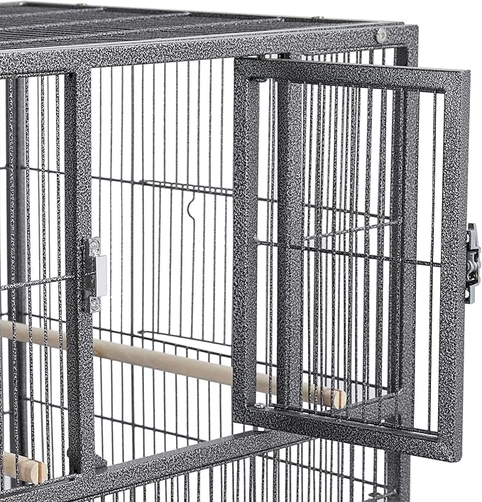 Yaheetech Stackable Bird Cage Divided Breeder Breeding Parakeet Bird Cage for Canaries Cockatiels Lovebirds Finches Budgies Small Parrots, Black