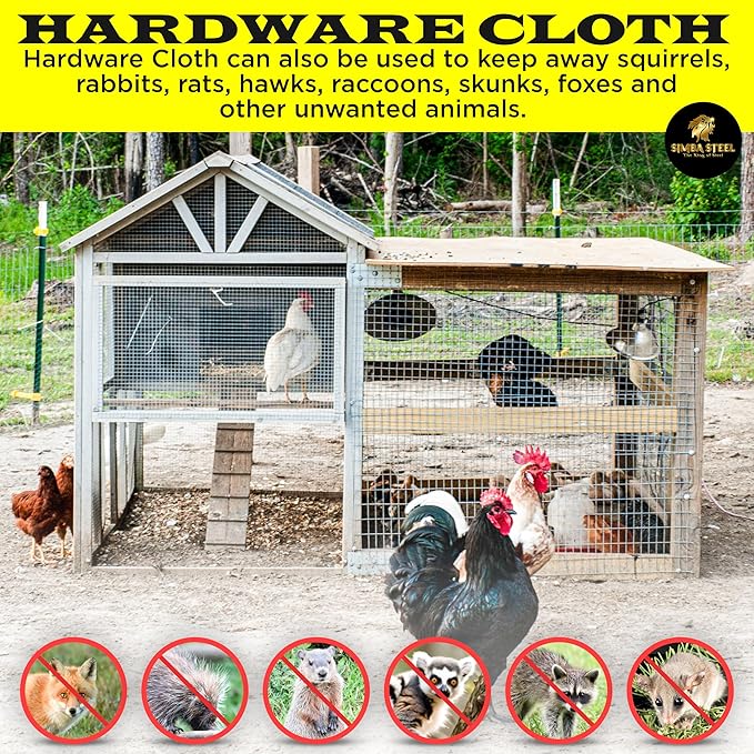 24” x 100 FT Hardware Cloth 1 inch Mesh 16 Gauge, Hot Dip Galvanised Wire Mesh, Rust Proof, Welded Cage Wire Rolls for Garden, Fence, Chicken, Rabbit, Pet Enclosures 24 x 100 (1 x 1)
