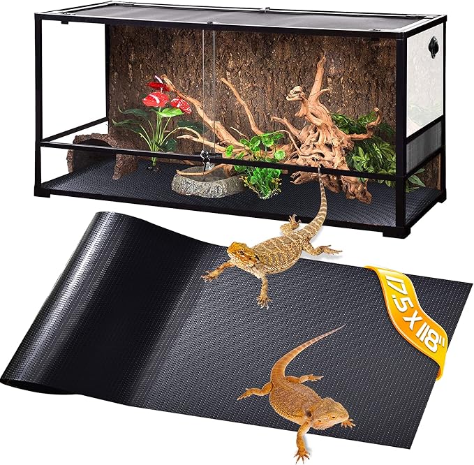 Bearded Dragon Tank Accessories,Reptile Substrate for Terrarium,Reptile Terrarium Liner Bedding,Durable and Dirt Resistant Reptile Carpet,Suitable for Gecko,Tortoise,Snake, 17.5X118 inches