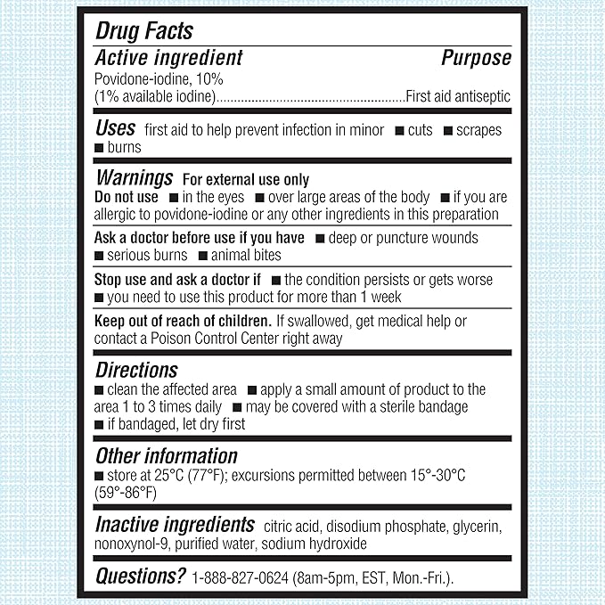 Betadine Antiseptic Povidone Iodine Solution 8 Fl Oz, Pack of 2, Kills Germs in Minor Cuts/Scrapes/Burns, Povidone Iodine Liquid, No Sting, No Alcohol or Hydrogen Peroxide