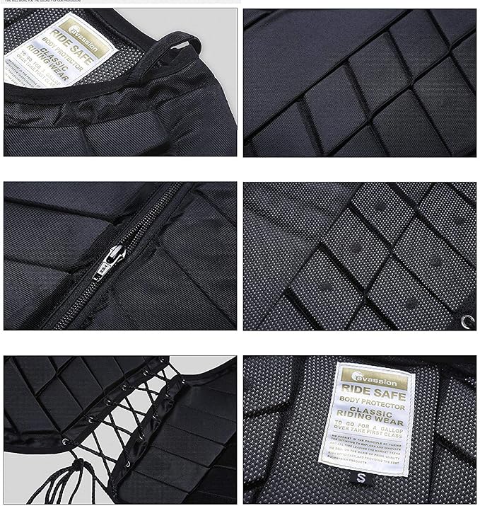 UNISTRENGH Equestrian Vest Professional Safety EVA Padded Horse Riding Vest Unisex Black Zipper Protector Gear Waistcoat