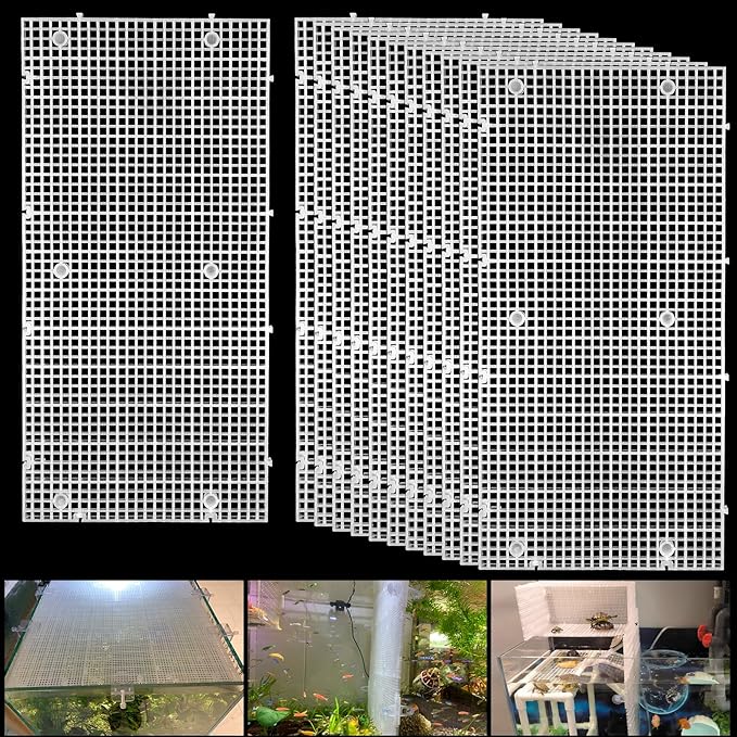 Plastic Egg Crate Grip Panel Fish Tank Divider Aquarium Divider Filter Bottom Fish Tank Isolation Board Egg Crate Tray (White, 12pcs 11.8X5.9 Inch with 0.15 Inch Hole)