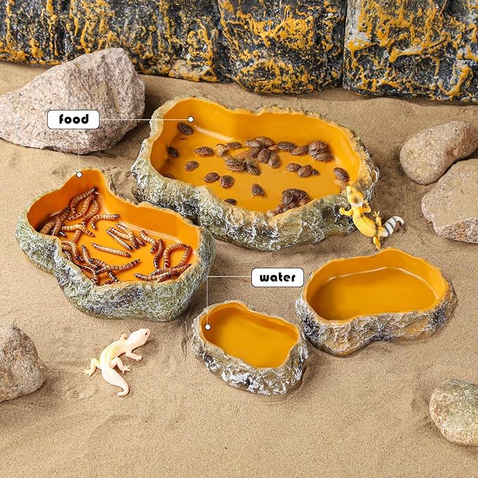 IBWell 5 Inch Reptile Food Dish Escape Proof Reptile Feeding Dish Resin Reptile Water Food Bowl for Bearded Dragon Chameleon Frog Snake Turtle Leopard Gecko