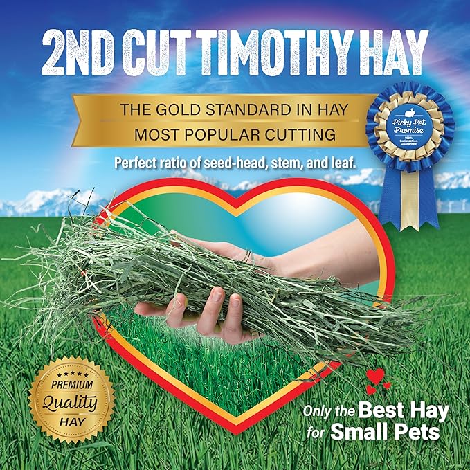 Small Pet Select 2nd Cutting Perfect Blend Timothy Hay Pet Food for Rabbits, Guinea Pigs, Chinchillas and Other Small Animals, Premium Natural Hay Grown in The US, 20 LB