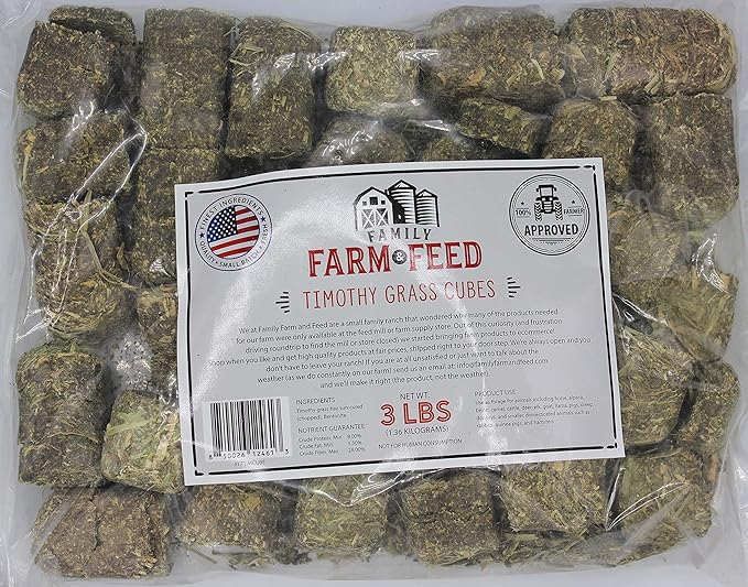 | Timothy Grass Food | Small Pet | Young and Adult | Cubes | 3 Pounds