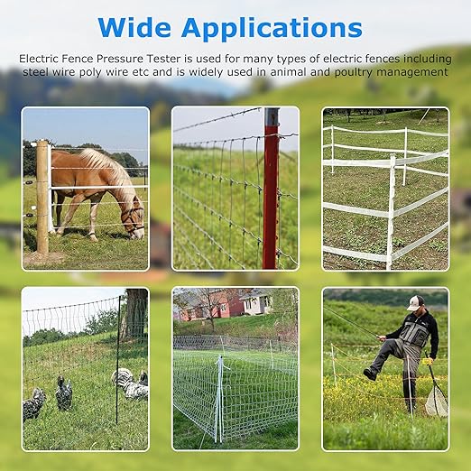Electric Fence Voltage Tester, 10KV Fence Tester 6 Neon Indicator Lights/Fence Tester for Farms Fault Finder Portable Testing Tool