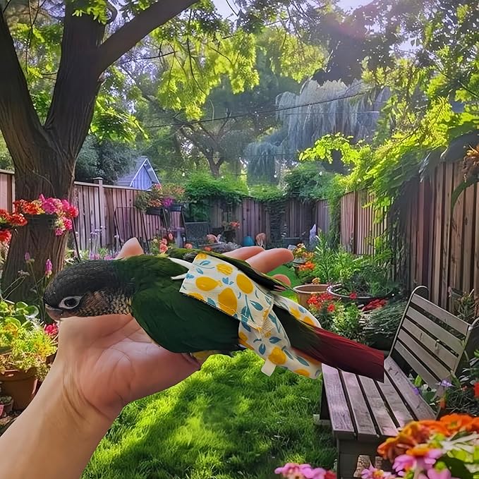 5 Pcs Bird Diapers Bird Harness Flight Suits Diapers Reusable Parrot Nappy with Waterproof Inner Layer Washable Cute Urine Wet Suit Costume for Cockatiel Conure Budgie Macaw Parakeet,L