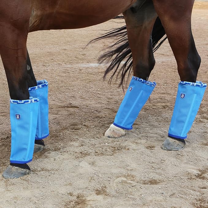 Fine Mesh Fly Boots Loose Fitting & Non-Slip Horse Fly Leggings Fleece Air Flow (Set of 4)