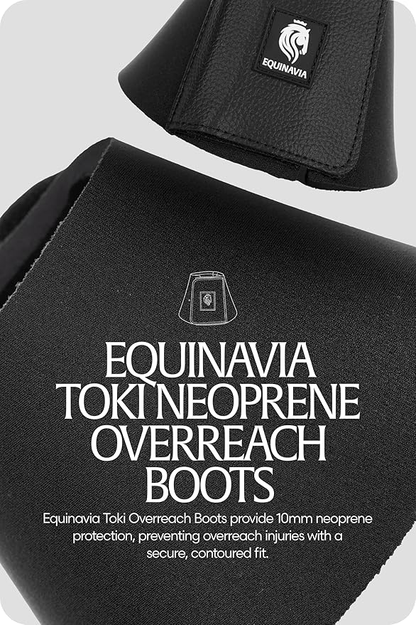 Equinavia Toki Bell Boots for Horses | Neoprene Overreach Boots - Black - S