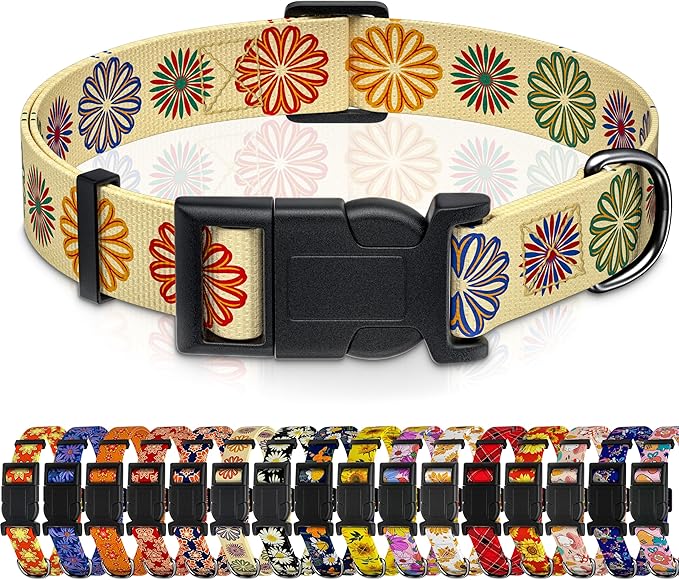 Dog Collar, Classical Indian Spirit Boys Girls Puppy Collar for Small Medium Large Dogs, Adjustable Soft Indian Pet Collar with Safety Buckle for Male Females(Beige,S)