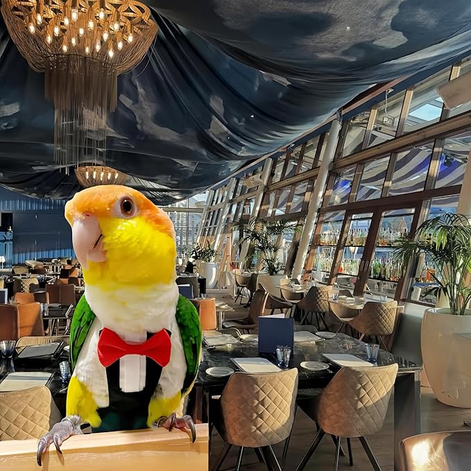 Bird Diapers Bird Harness Tuxedo Flight Suits with 80in Flying Leash Parrot Nappy with Waterproof Inner Layer Urine Wet Suite for Cockatiel Conure Parakeet Macaw Budgie-Black,S